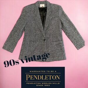 Vintage 90s Pendleton Houndstooth 100% Virgin Wool USA Made Blazer Jacket‎ 6